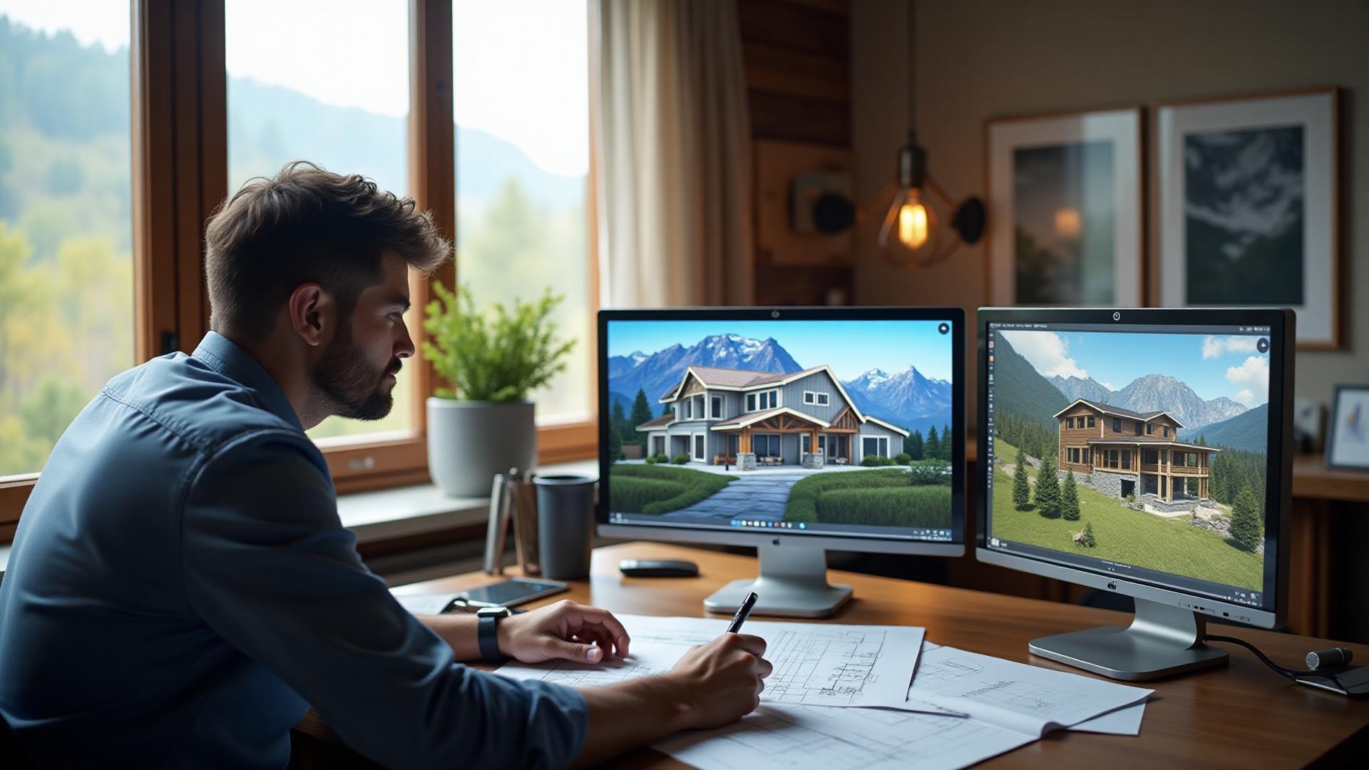 Active architecture & design with excavator, skid steer, and dump truck grading and compacting