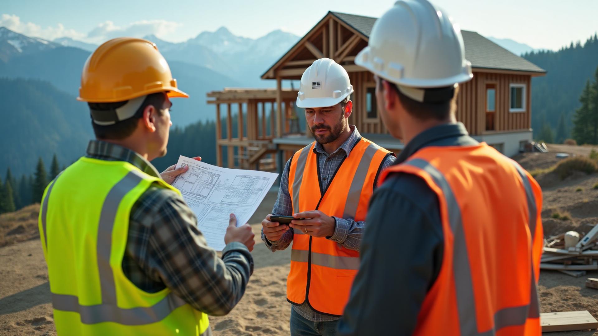 Active general contractor services with excavator, skid steer, and dump truck grading and compacting